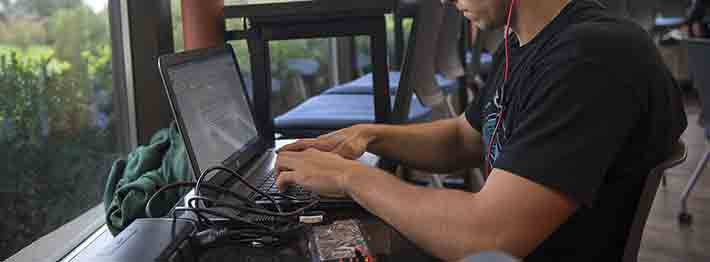 student using a laptop