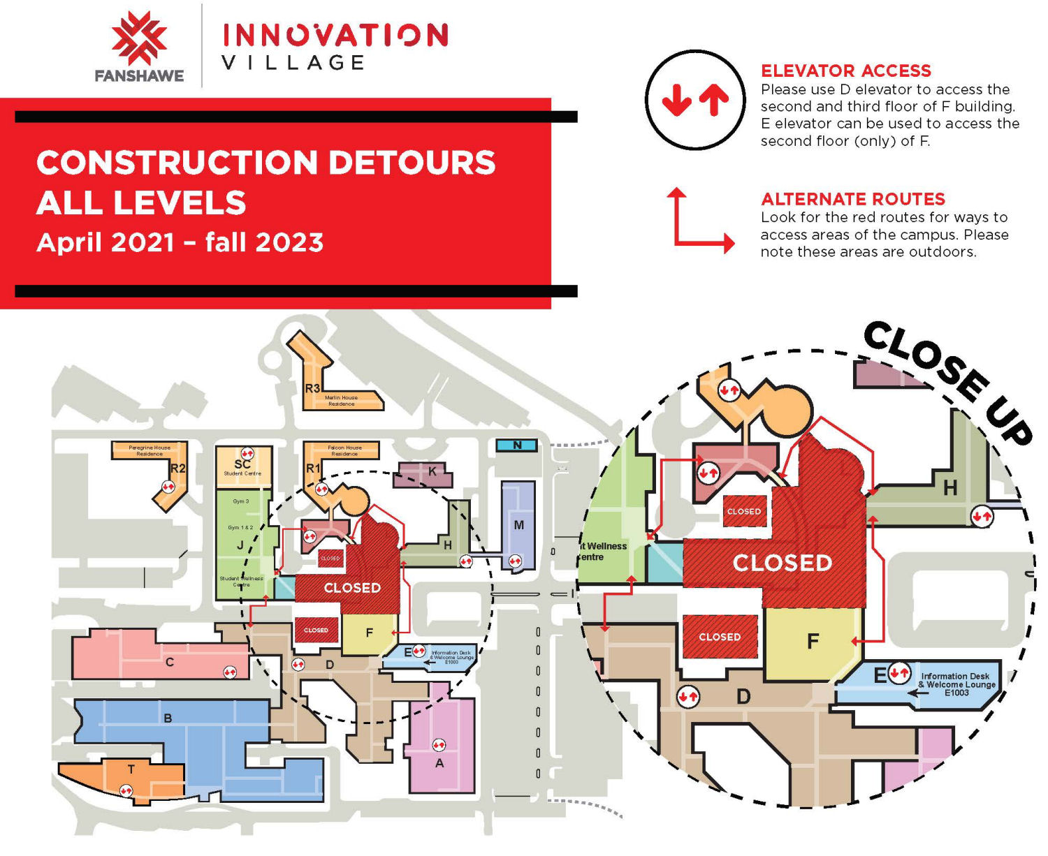 Fanshawe College Campus Map London Campus Construction Detours Map | Fanshawe College