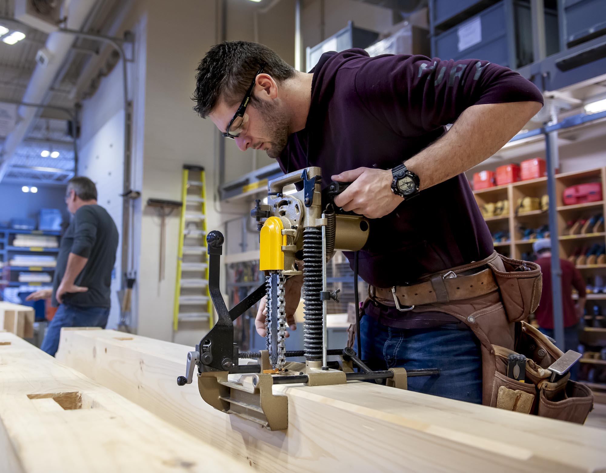 Student working in carpentry workshop at Fanshawe College