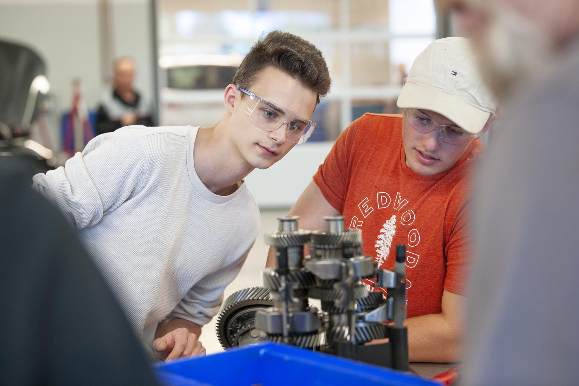 Automotive Service Technician students working in automotive lab