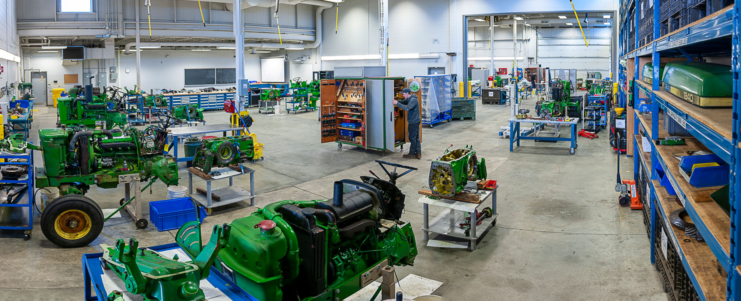 Student working in equipment lab