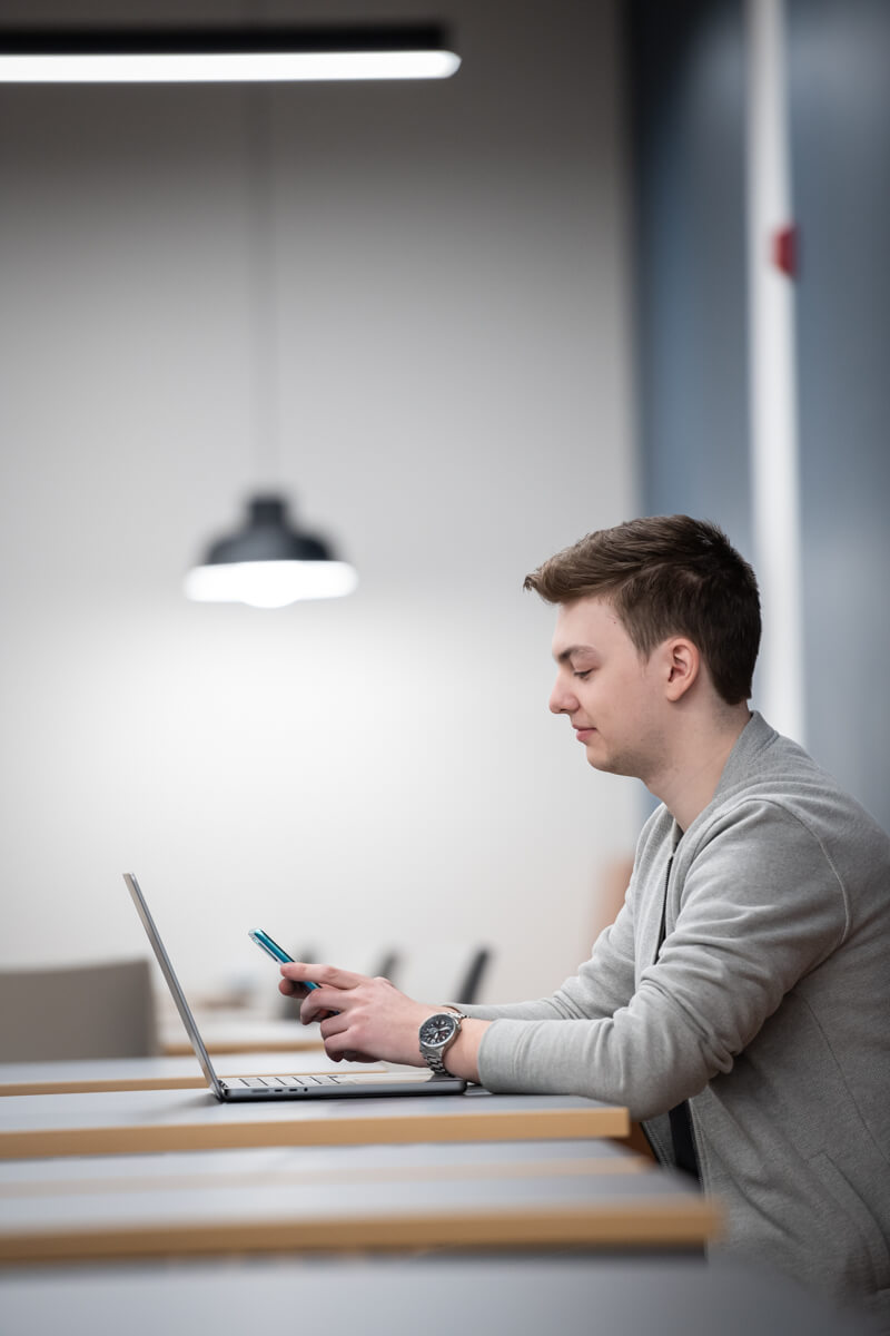 Student working at a desk