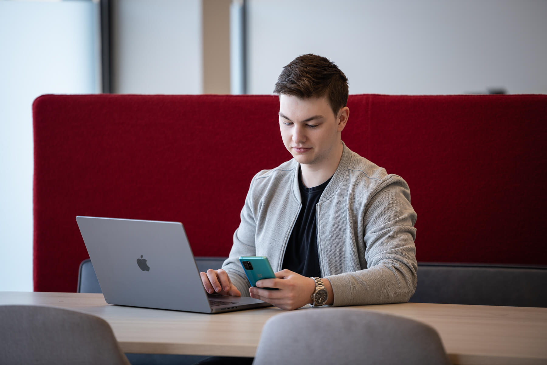 Student working at a desk