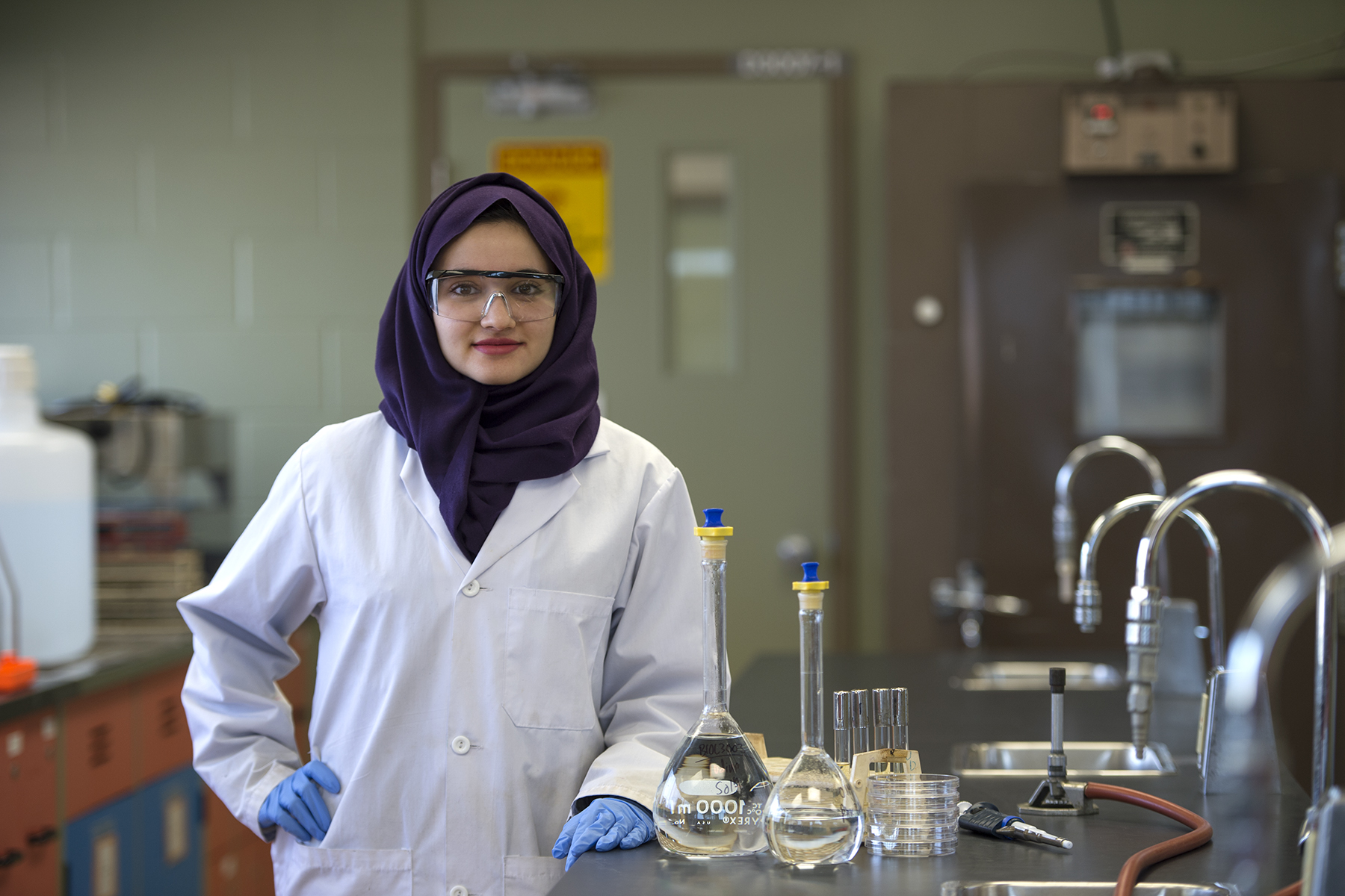 Biochemical degree student in the lab