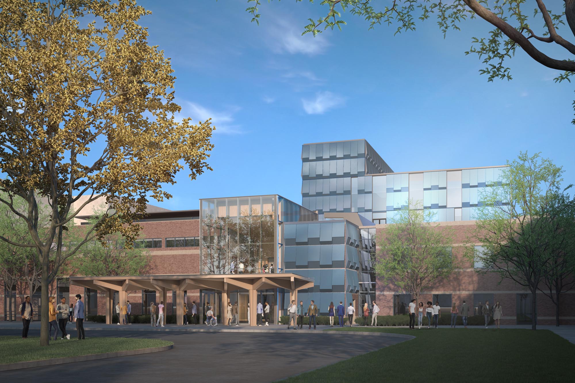 Rendering of exterior of Innovation Village