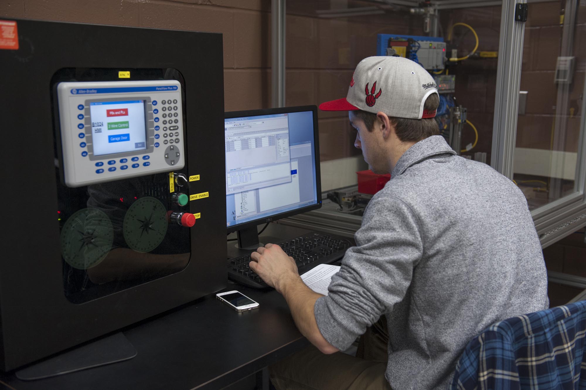 Student working at computer in Electrical Engineering Technician lab