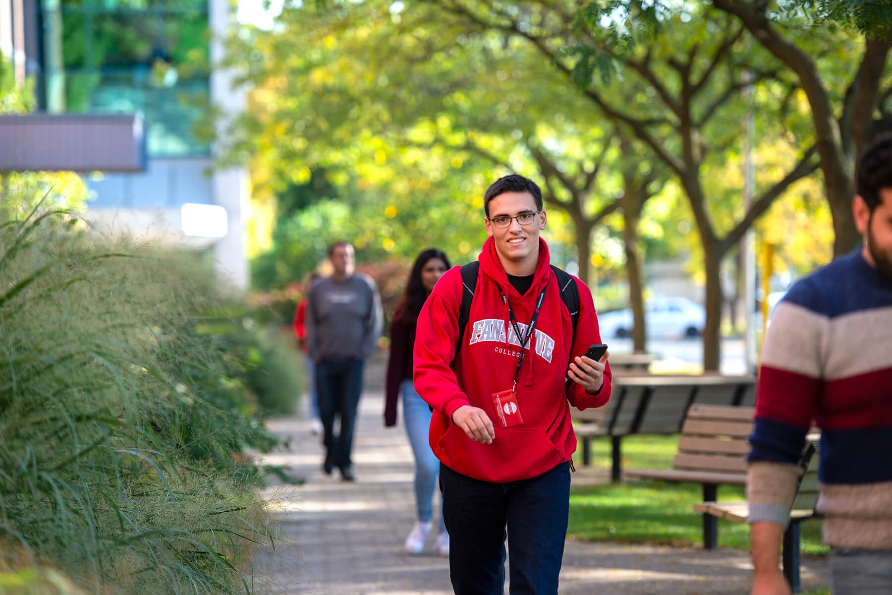 New student walking on campus