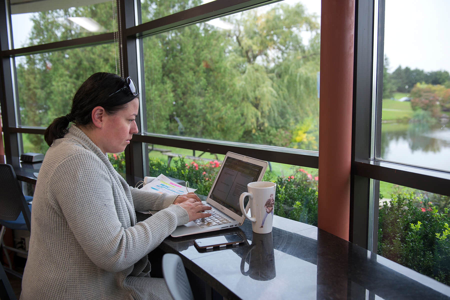 Student working at desk