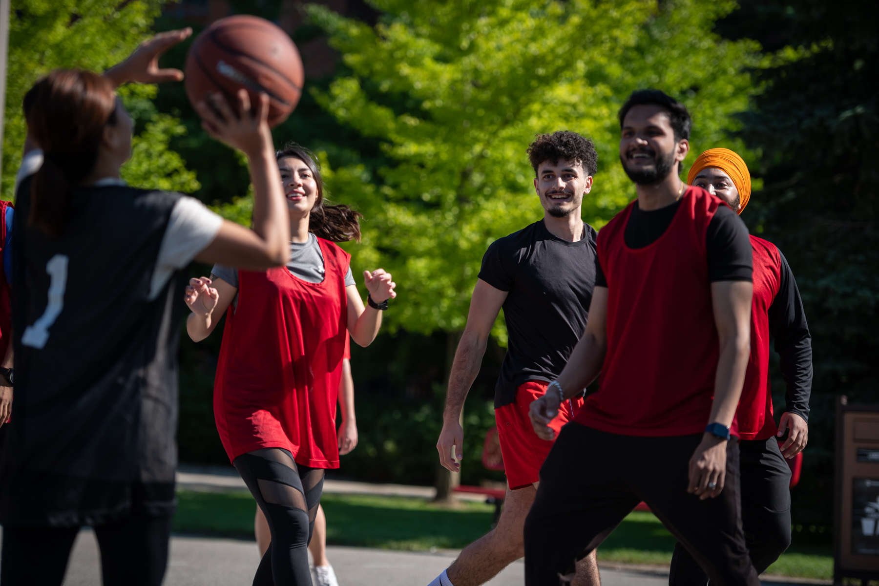 Fanshawe students playing basketball