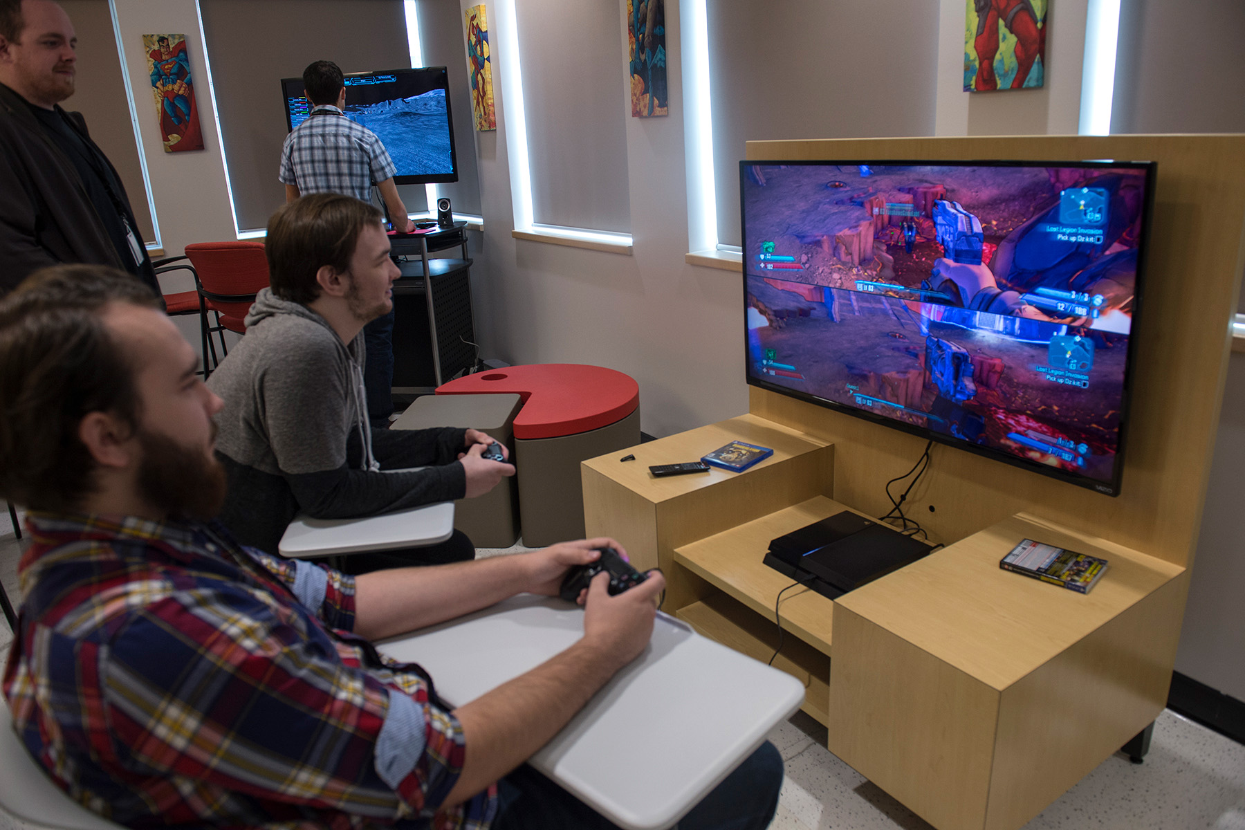 Students playing a video game