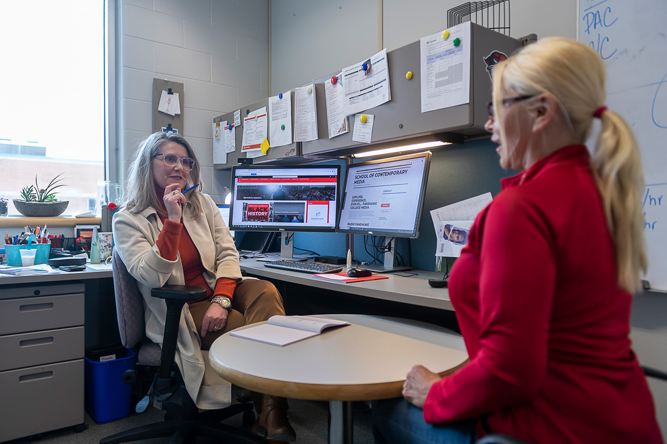 Industry partner meeting with a Fanshawe employee