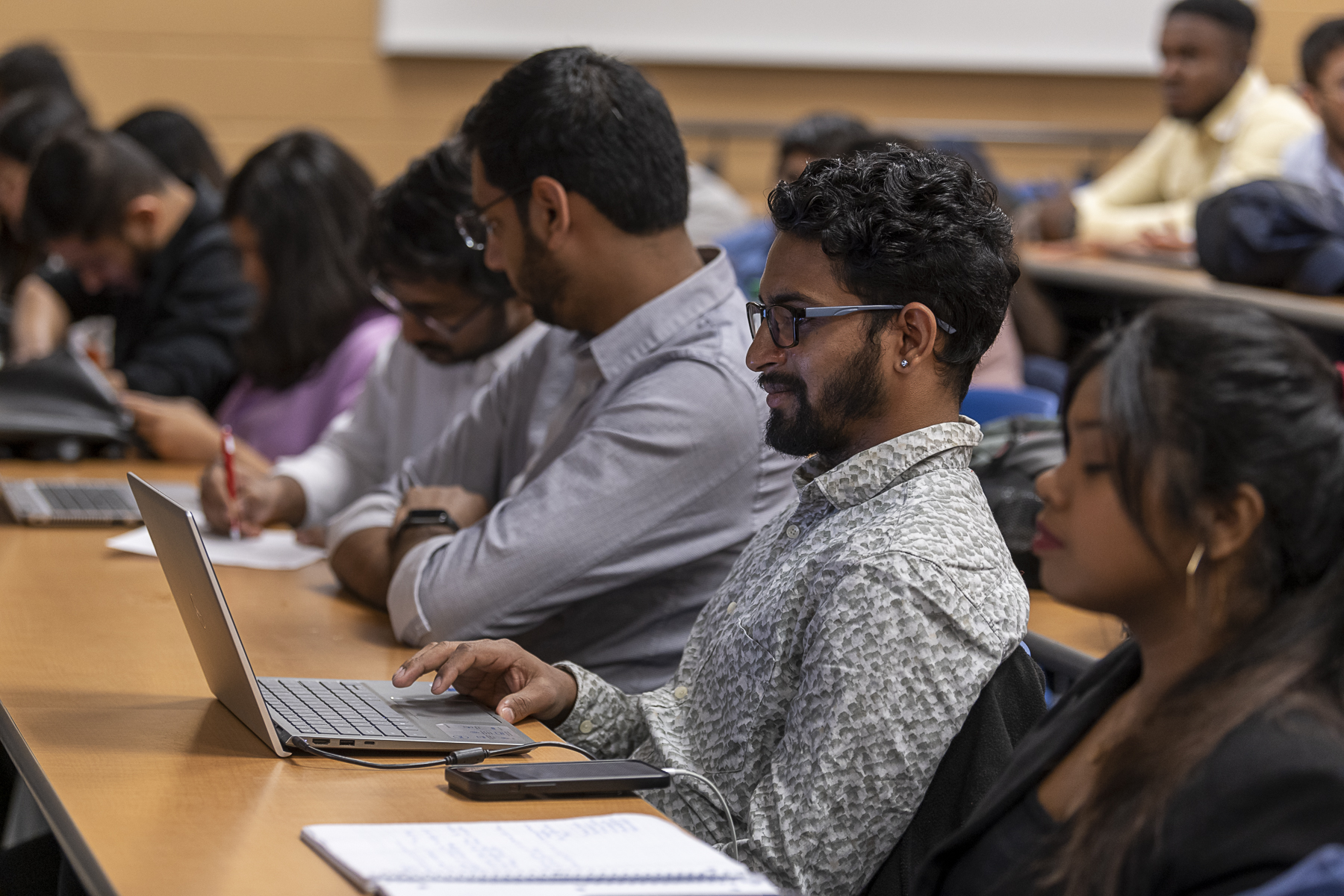 Students listening to a lecture in a classroom
