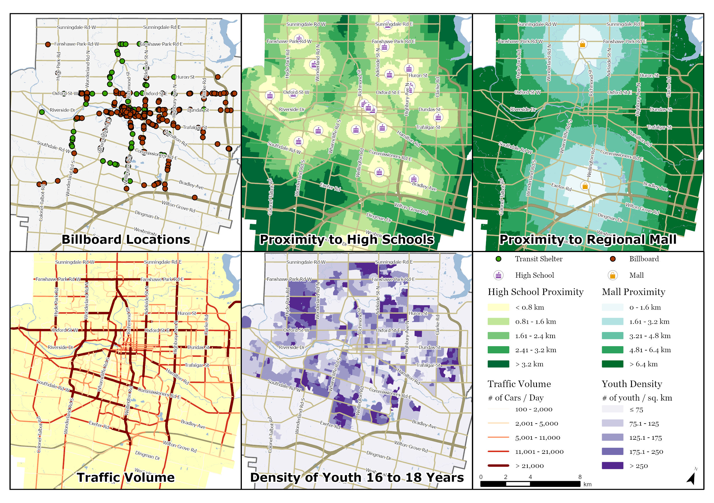 series of maps based on carefully selected research criteria for road safety campaign