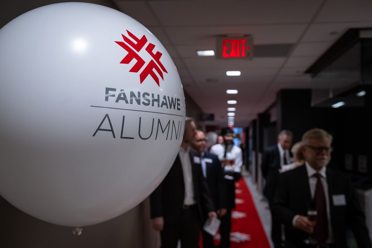 Fanshawe Alumni Balloon and red carpet