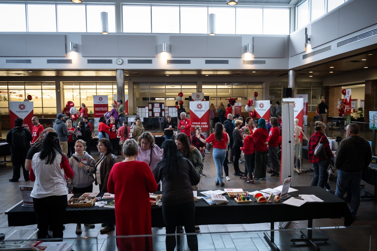 prospective students exploring different program booths at Fanshawe's Open House