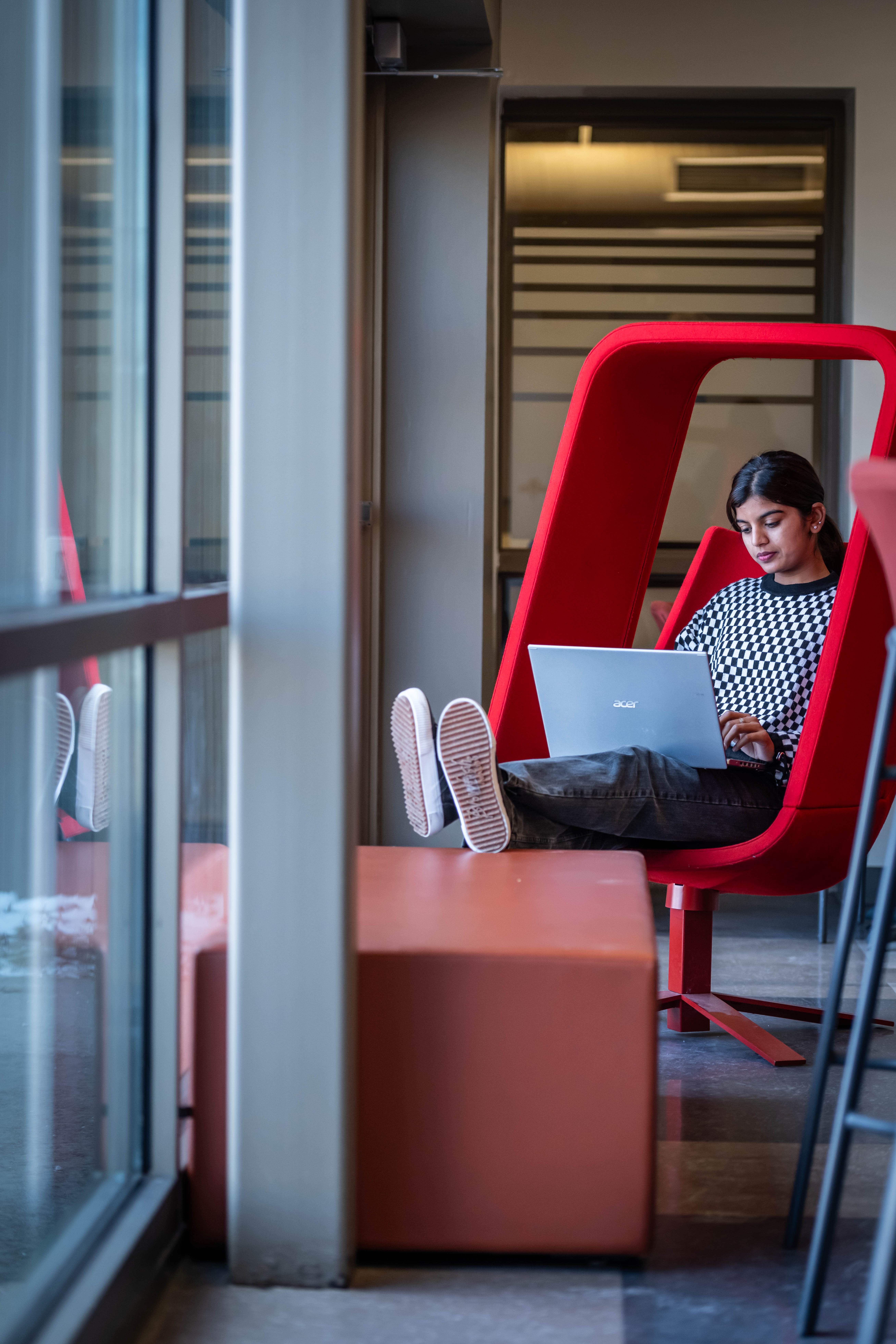 Student working on a laptop