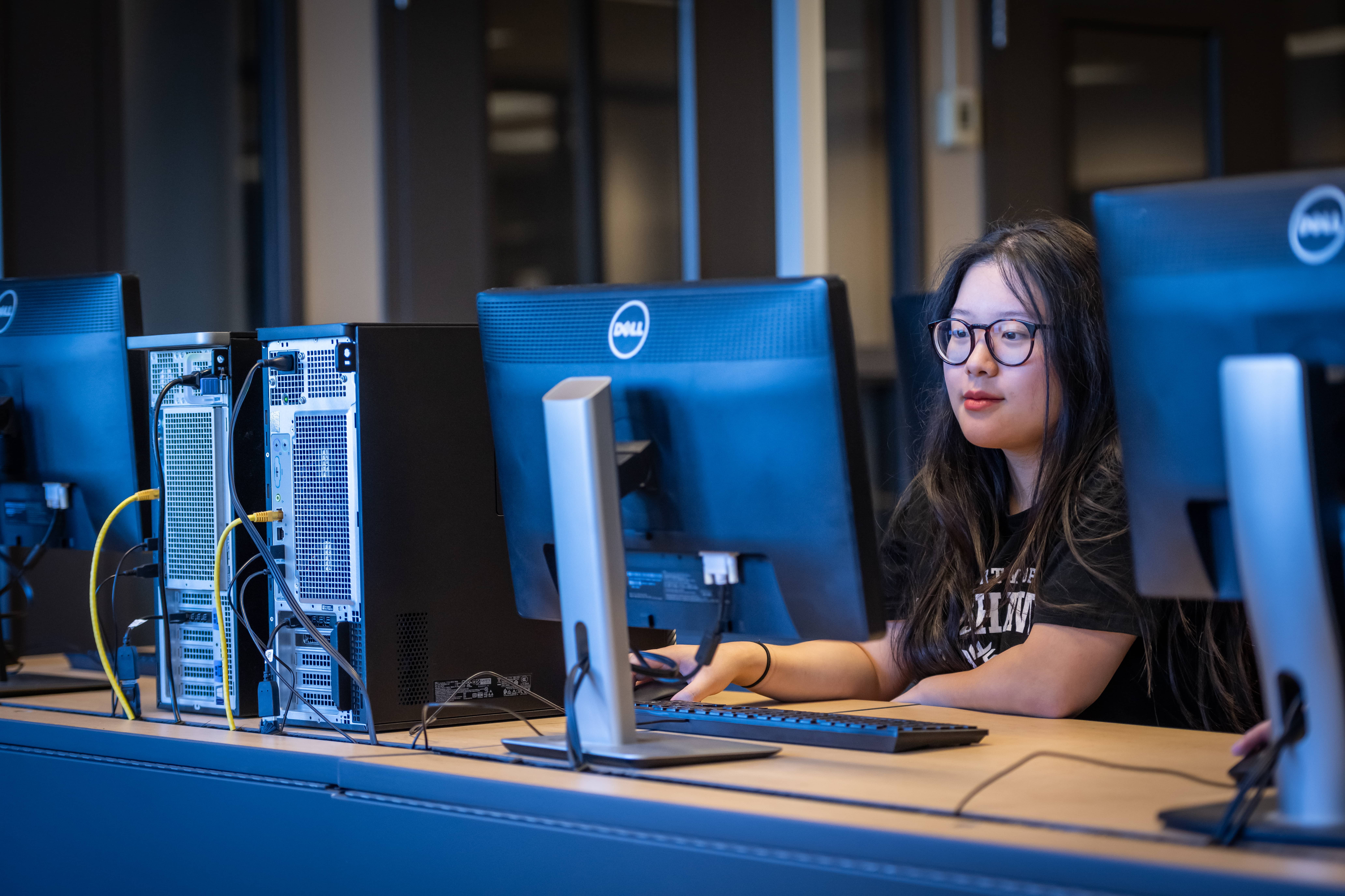 Student learning on a computer
