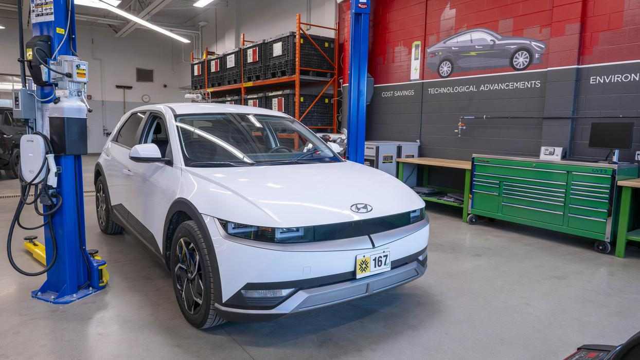 Zero-Emissions Vehicle parked at Fanshawe's Green Vehicle Lab