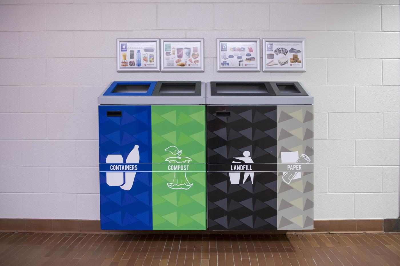 Fanshawe's recycling, garbage and compost receptacles