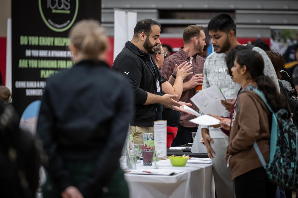 Employers and Job seekers at Career Opportunities fair