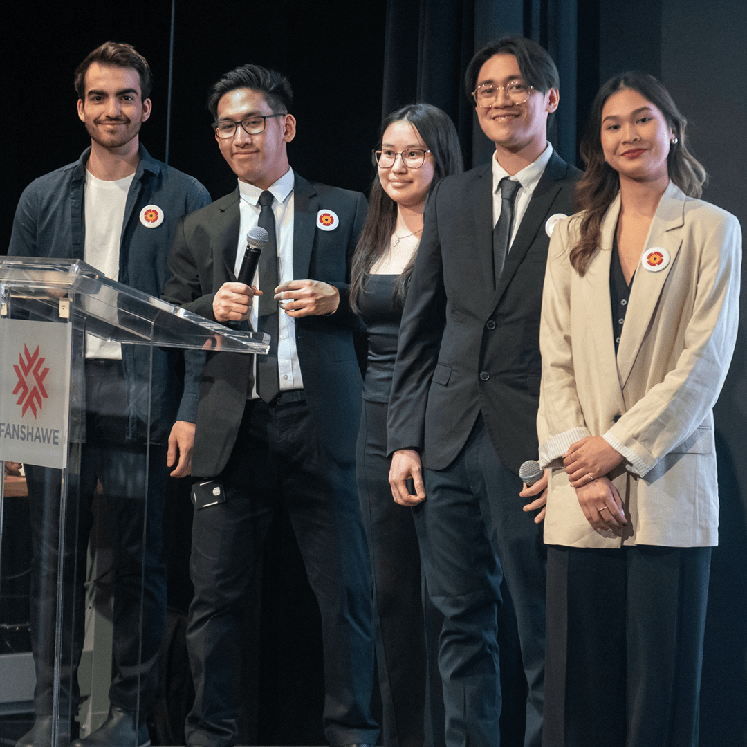 Left to right: Isaac Bilyea, Bernardo Macapagal, Milana Gabbassova, Bryle Flores and Music Juntarattanakamol.