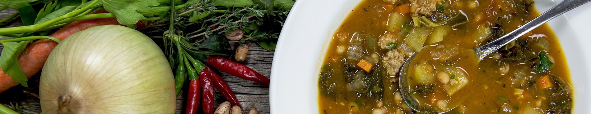 Minestrone soup in a bowl