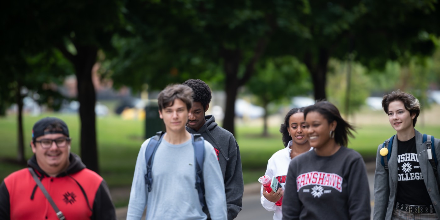 Students walking on campus