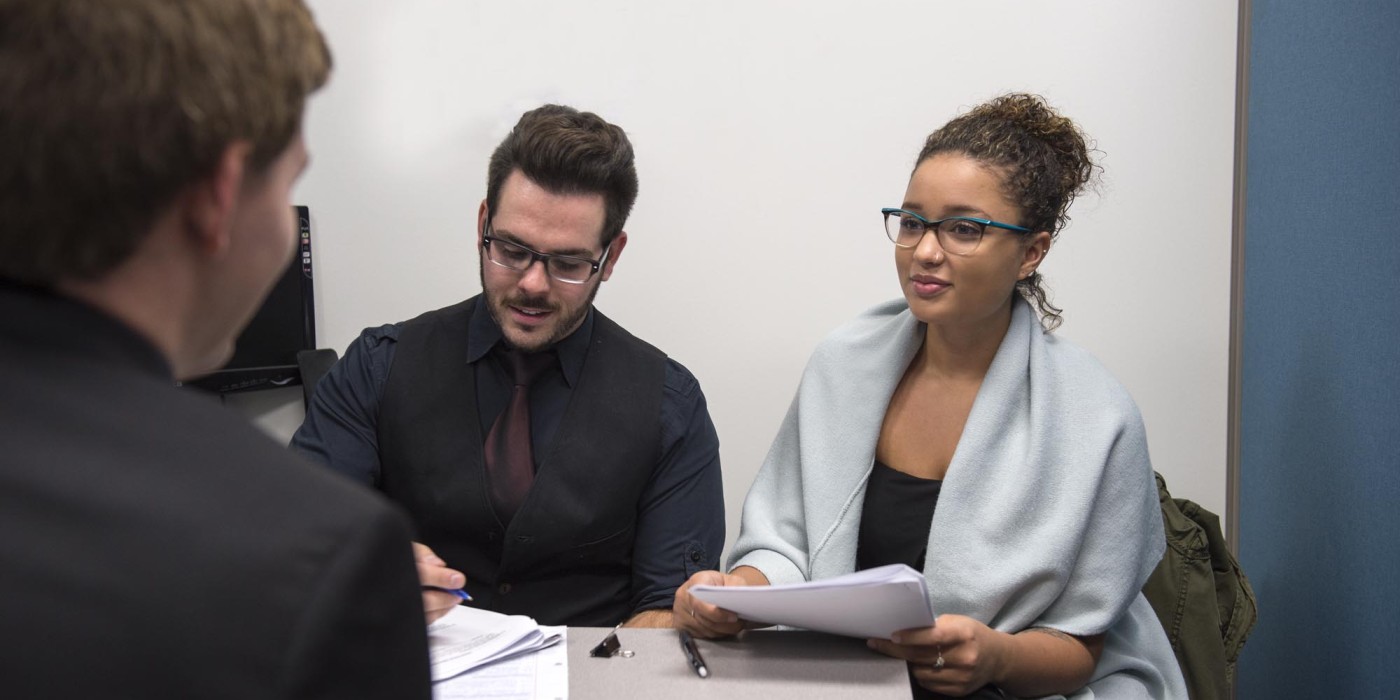 Fanshawe students conducting and participating in HR interview simulation