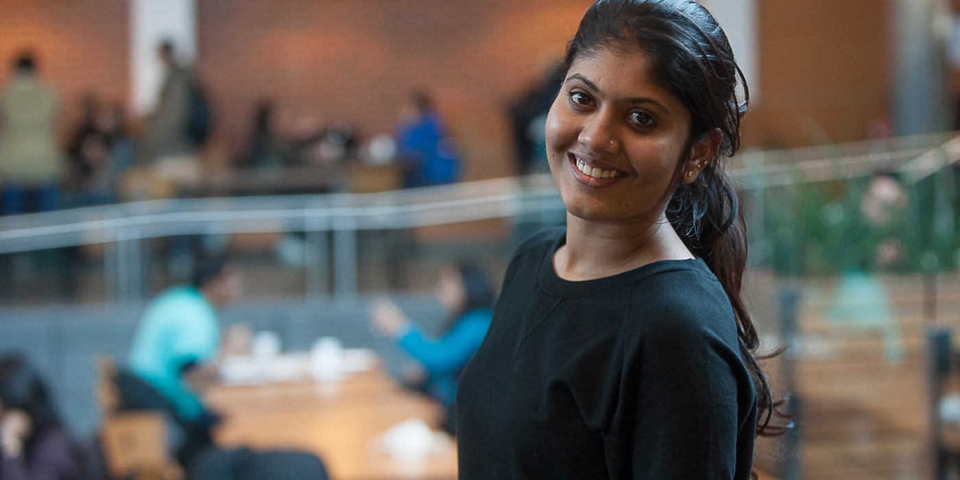 International student at a meet and greet