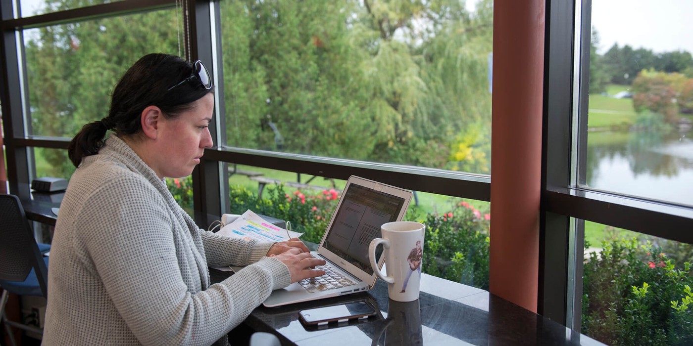 Student working at desk