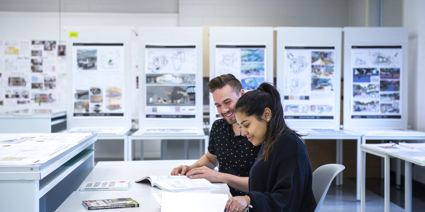 Students working on design homework