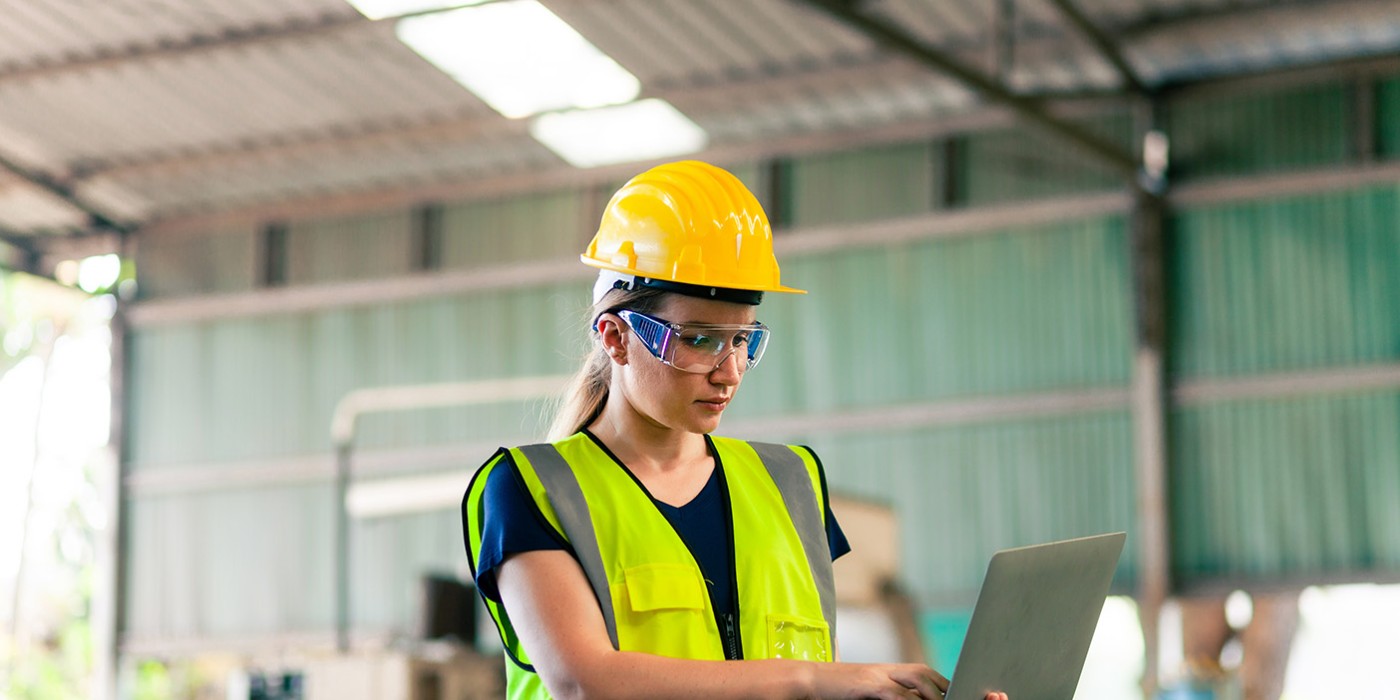 Photo of a safety inspector on their computer
