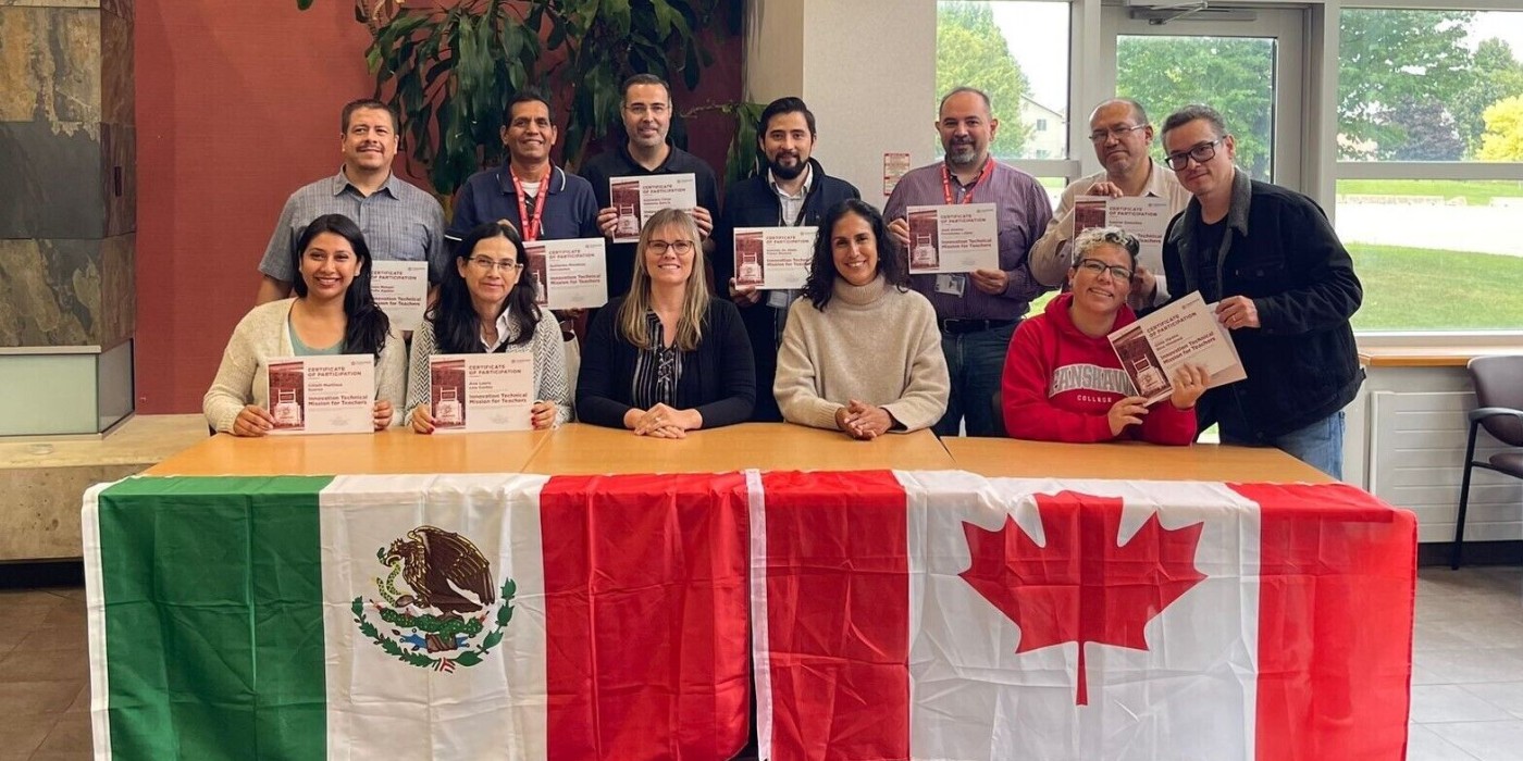 Candace Miller, executive director of business development and strategic support (front row third from left), joins teachers from Mexico who received a certificate for participating in a two-week training program delivered by Fanshawe Global.