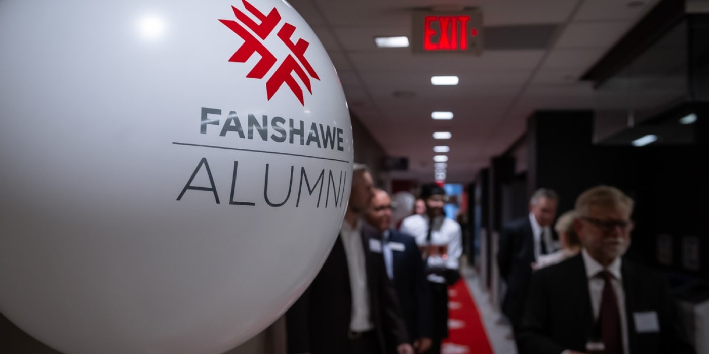 Fanshawe Alumni Balloon and red carpet