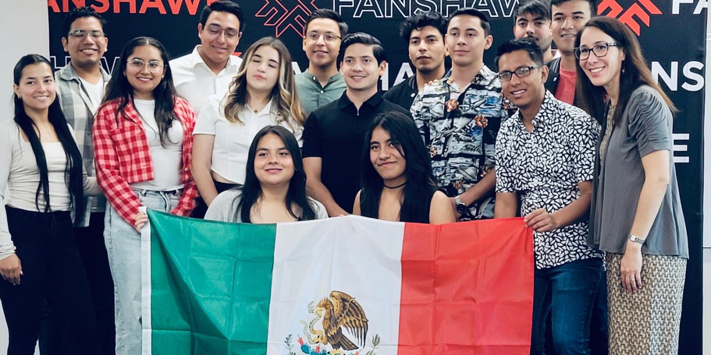 Students from Mexico after completing training through Fanshawe Global.