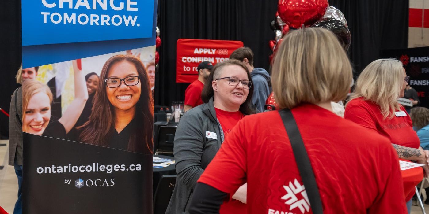 Fanshawe recruitment staff at the OCAS booth during open house