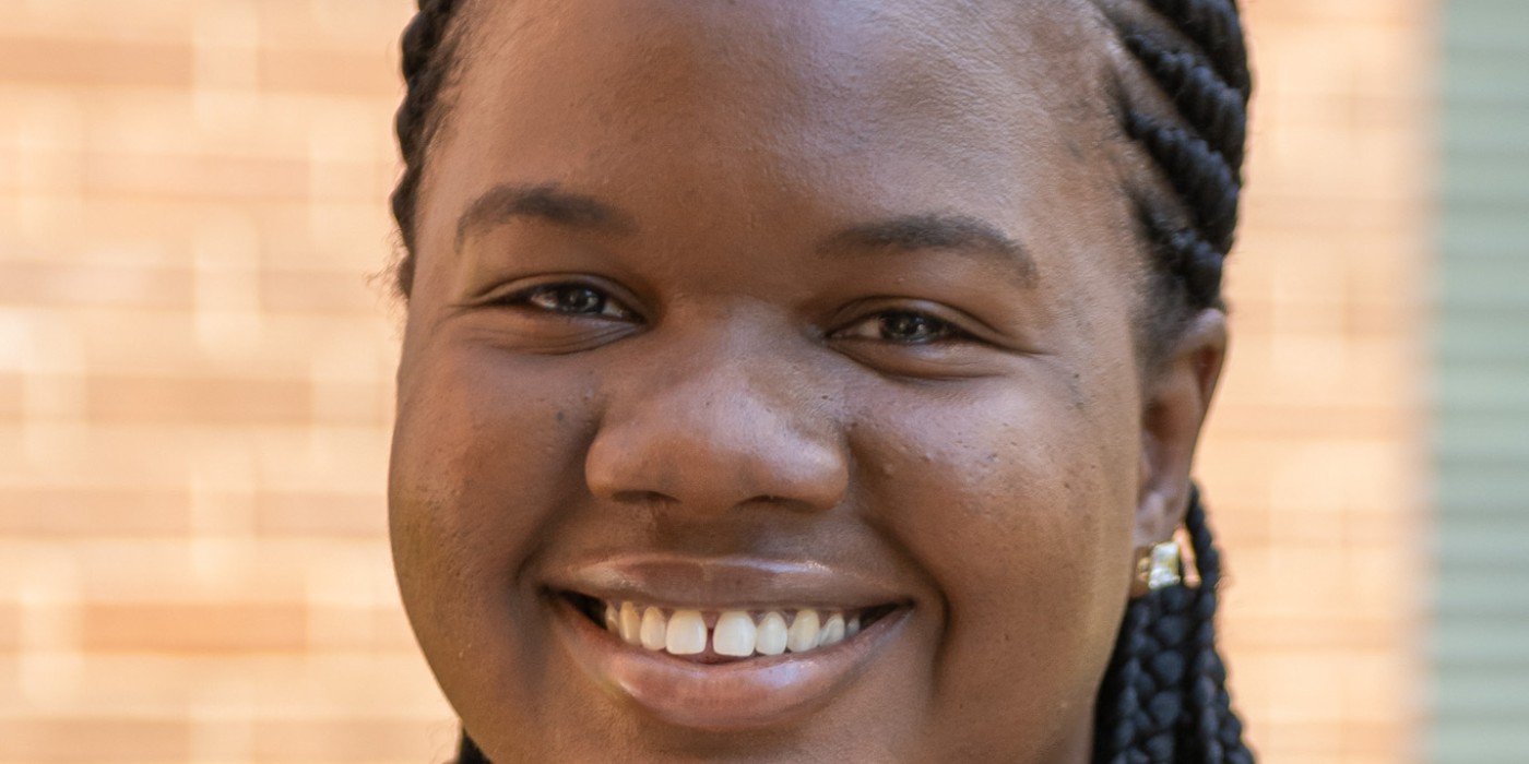 A portrait of Shadé Dias at the College.