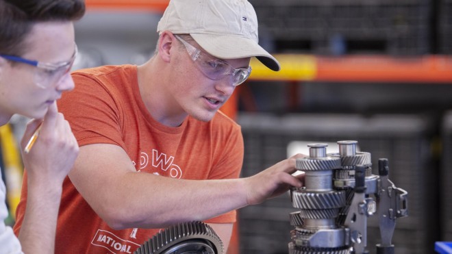 Automotive Service Technician students working in classroom lab