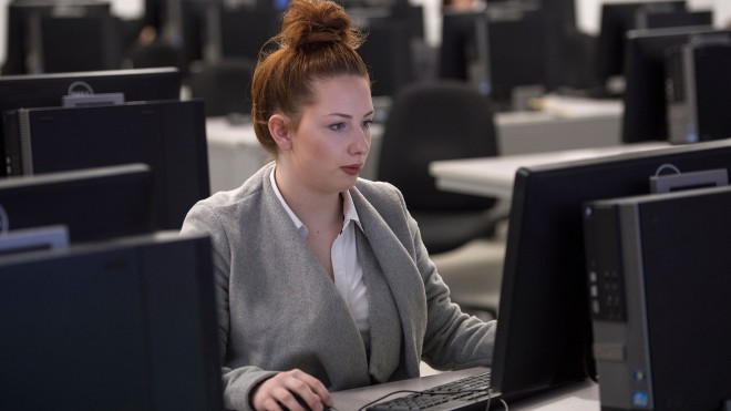 Business professional working on computer