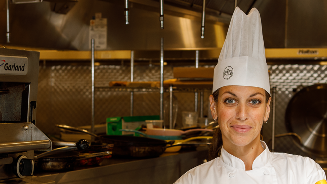 Erin Circelli-Russell in the Chef's Table kitchen