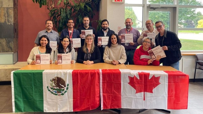 Candace Miller, executive director of business development and strategic support (front row third from left), joins teachers from Mexico who received a certificate for participating in a two-week training program delivered by Fanshawe Global.