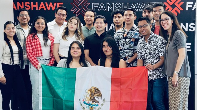 Students from Mexico after completing training through Fanshawe Global.