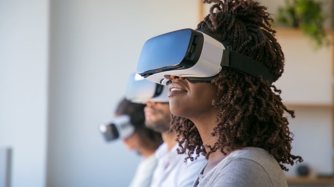 Student with XR glasses