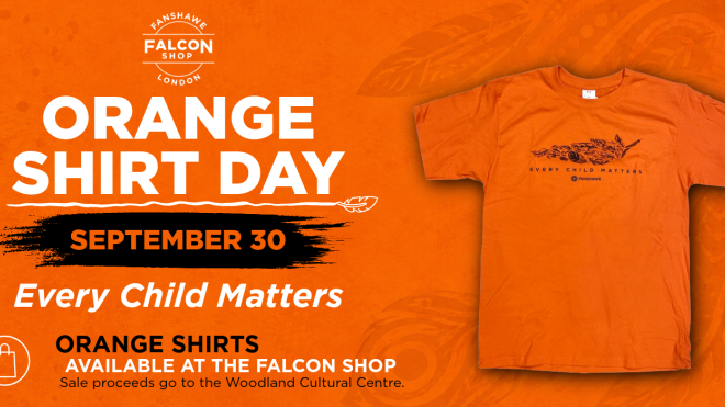 Image of an orange shirt that is available to purchase in the Falcon Shop