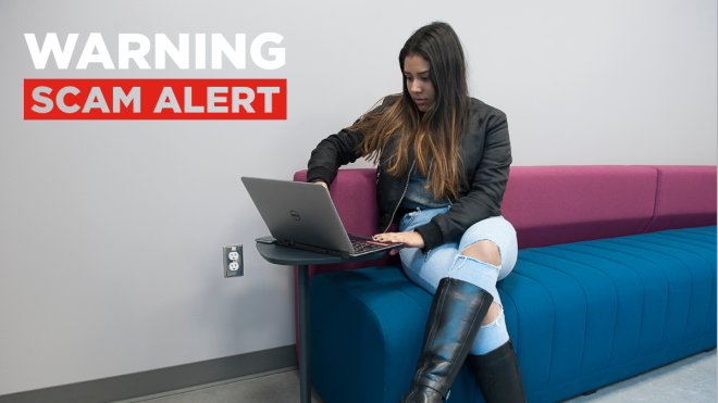 woman sitting on a couch using a laptop.