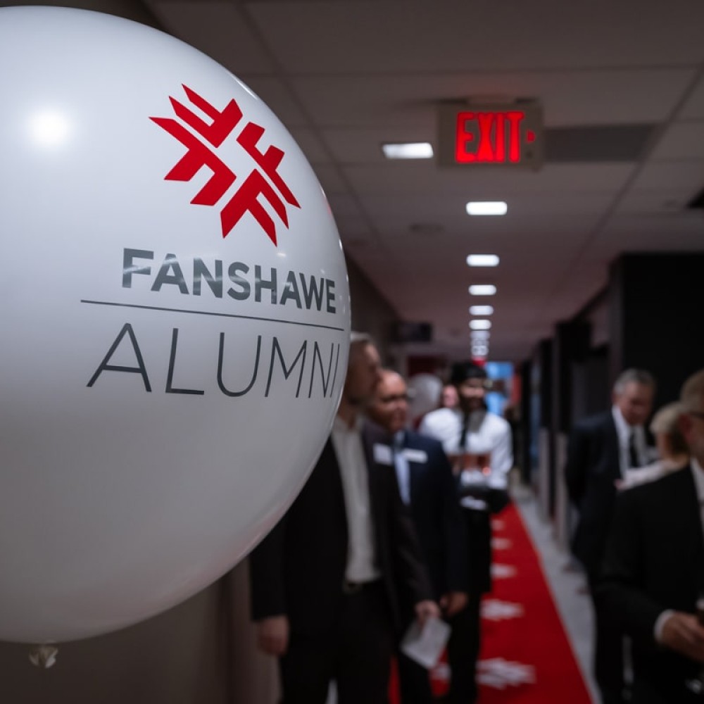 Fanshawe Alumni Balloon and red carpet