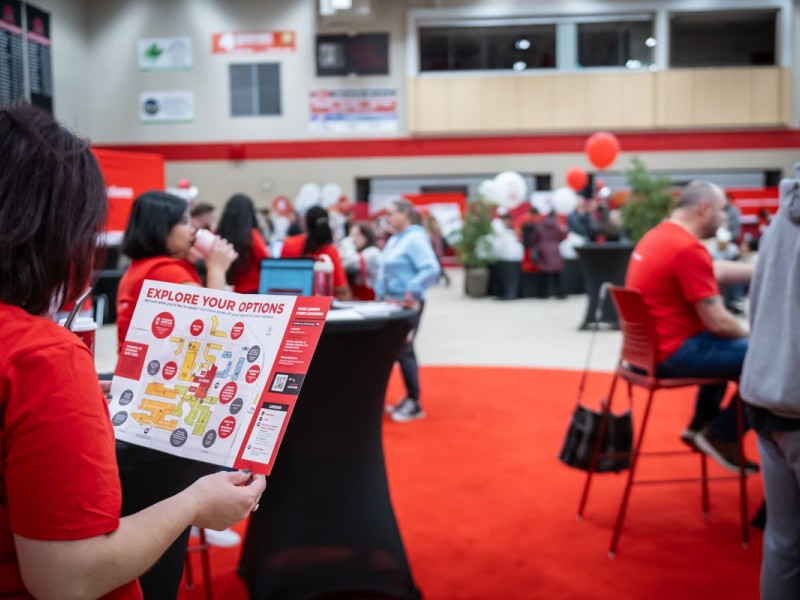 person looks at fanshawe map titled explore your options
