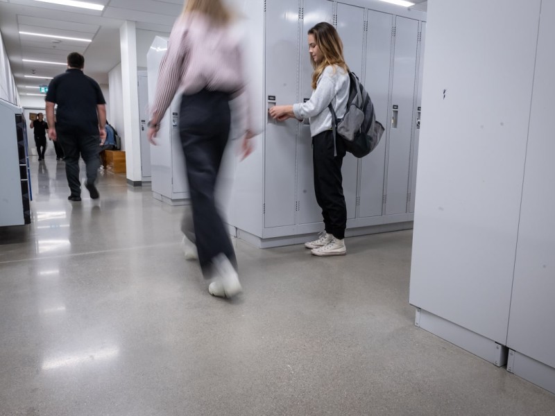 students in hallways at Fanshawe's Downtown Campus