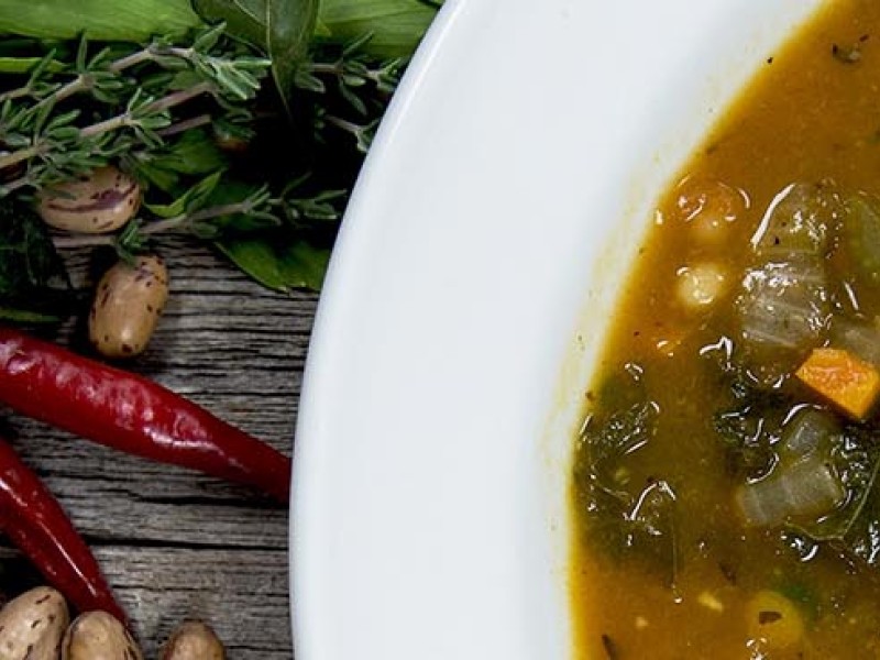 Minestrone soup in a bowl