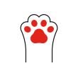 Icon of a cat paw with red pads.